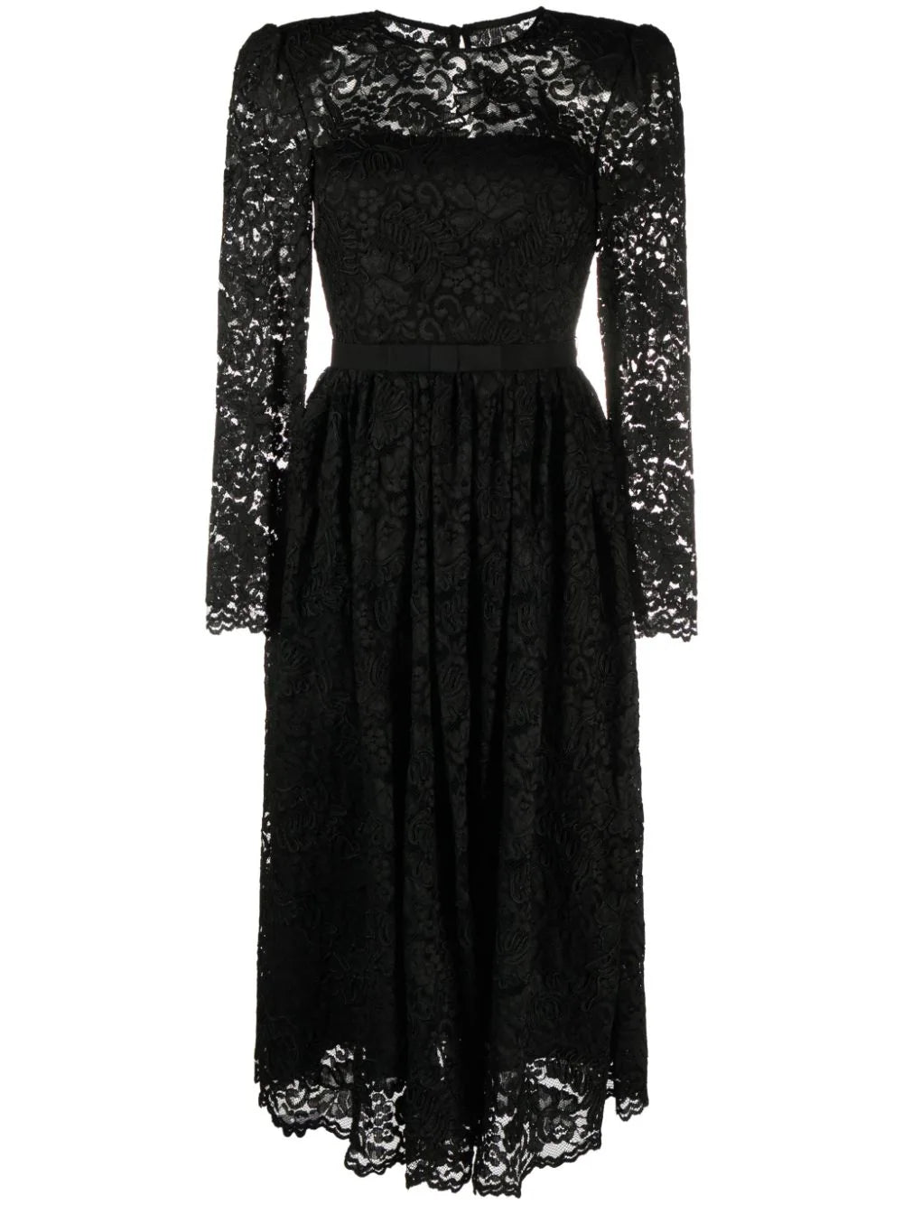 Black Cord Lace Insert Midi Dress – self-portrait-US