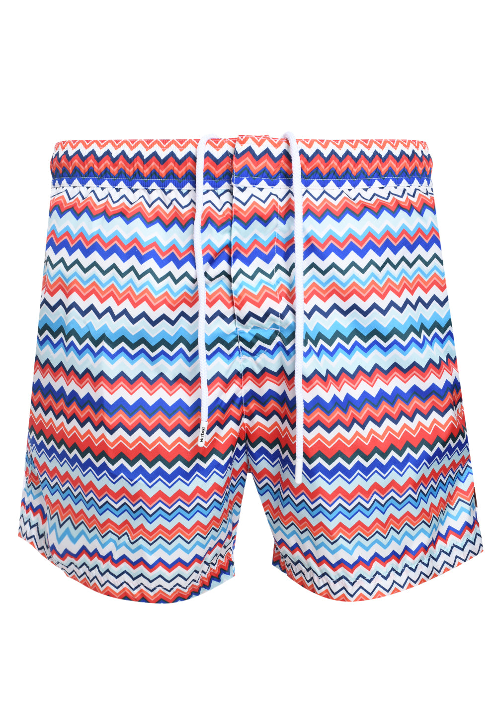 Swimming trunks in zigzag print nylon