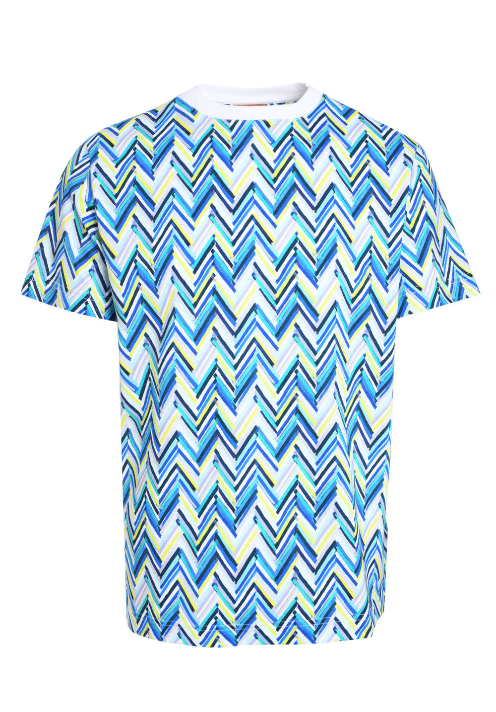 Crew-neck T-shirt in cotton with zigzag print