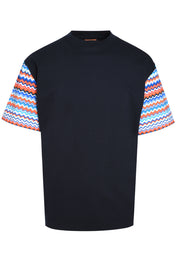 Oversized T-shirt in cotton with zigzag inserts