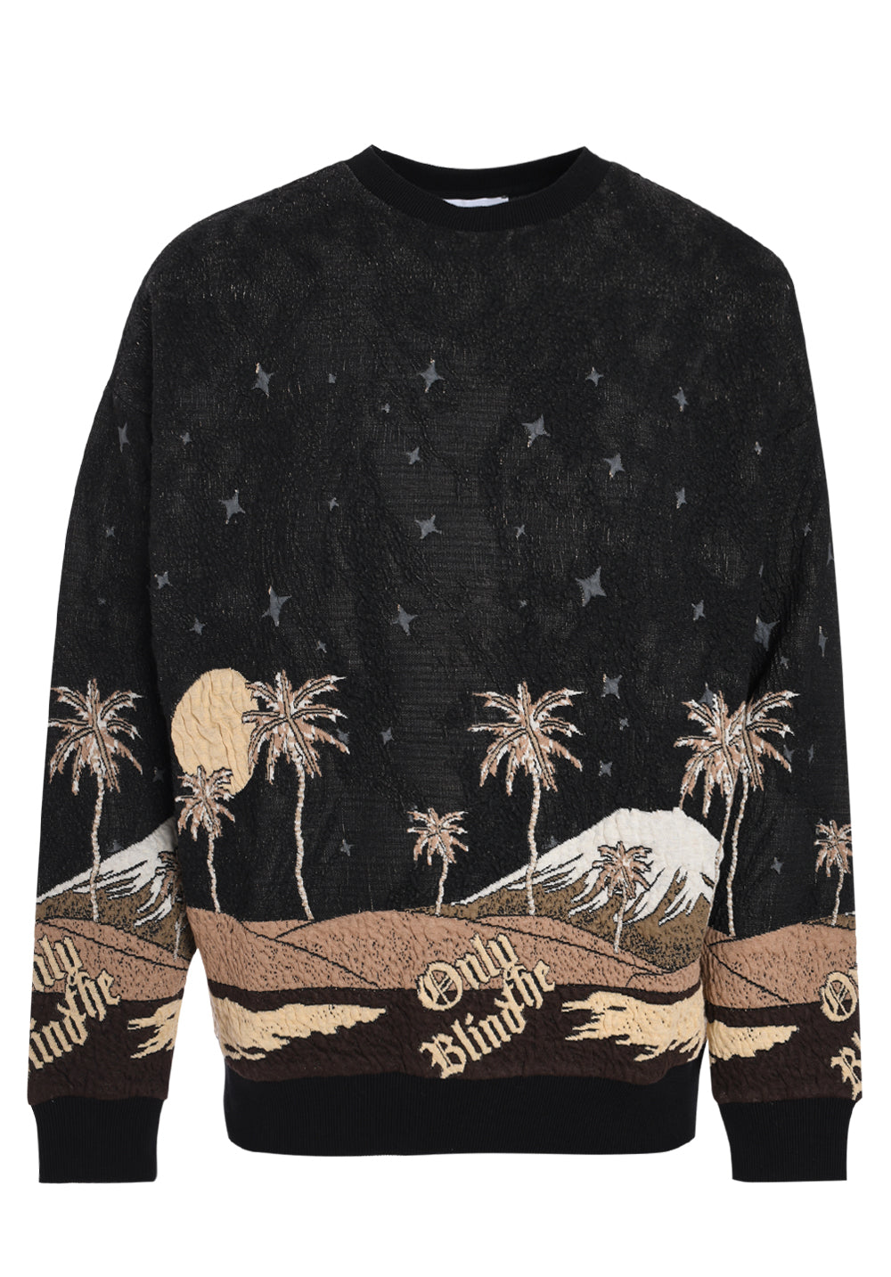 ONLY THE BLIND SEPIA MOUNTAIN JACQUARD CREWNECK