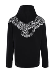 SNAKE WINGS REGULAR HOODIE BLACK WHITE