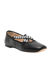 Casadei Queen Bee Black Ballet Flat With Rhinestones