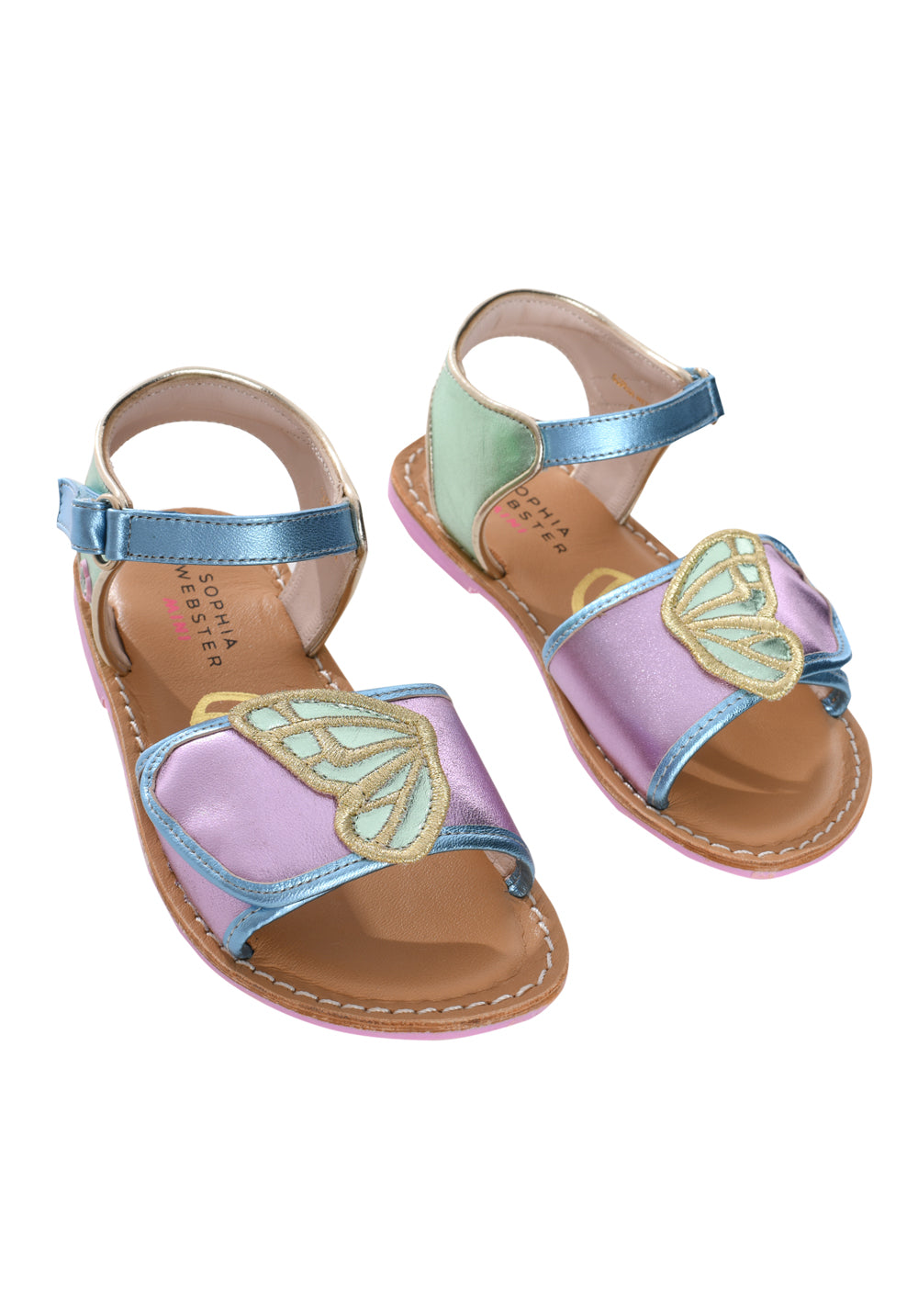 Sophia Webster Mini Girls Pink Leather Butterfly Sandals