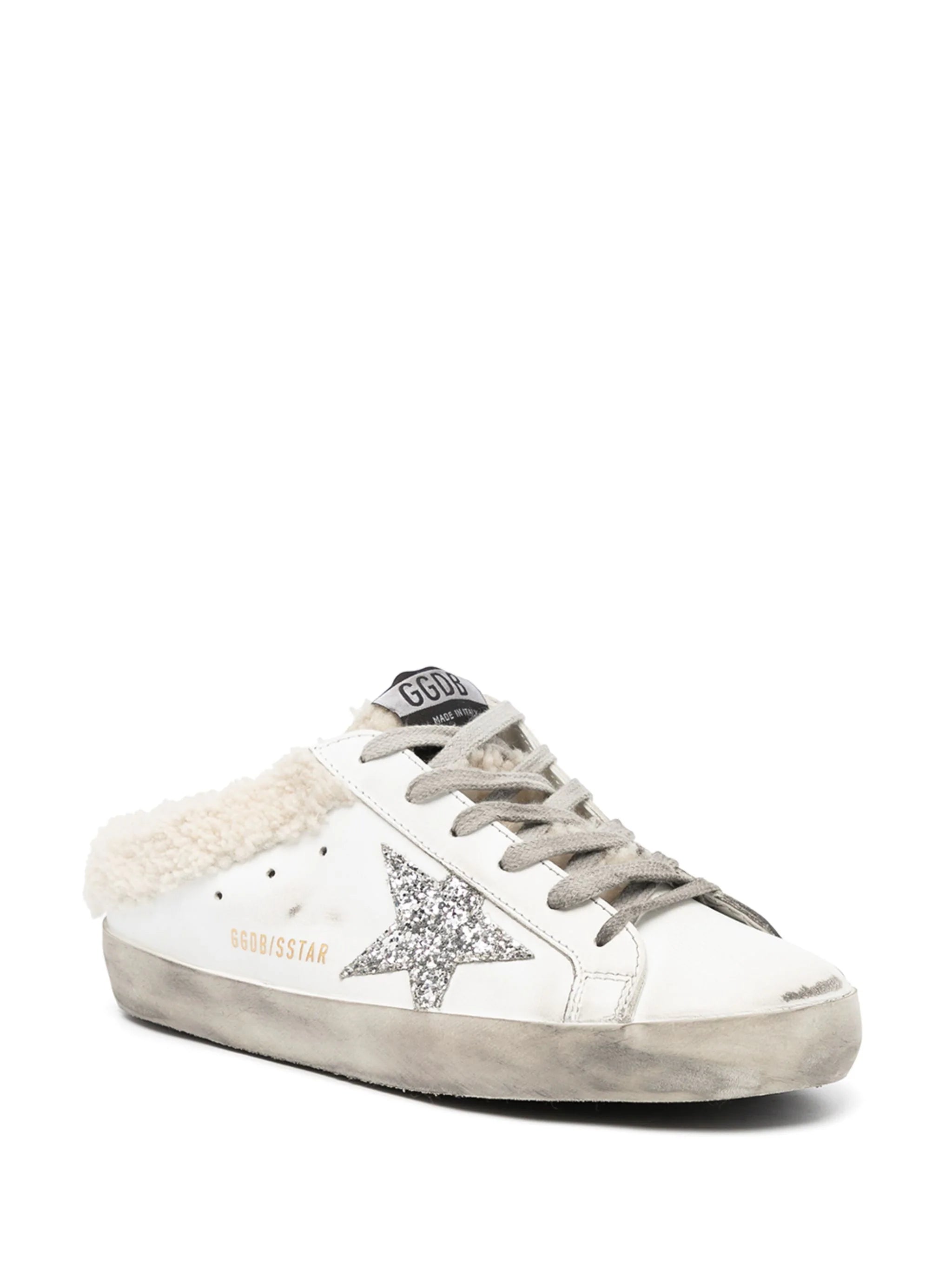 SUPER-STAR SABOT LEATHER UPPER GLITTER STAR SHEARLING LINING