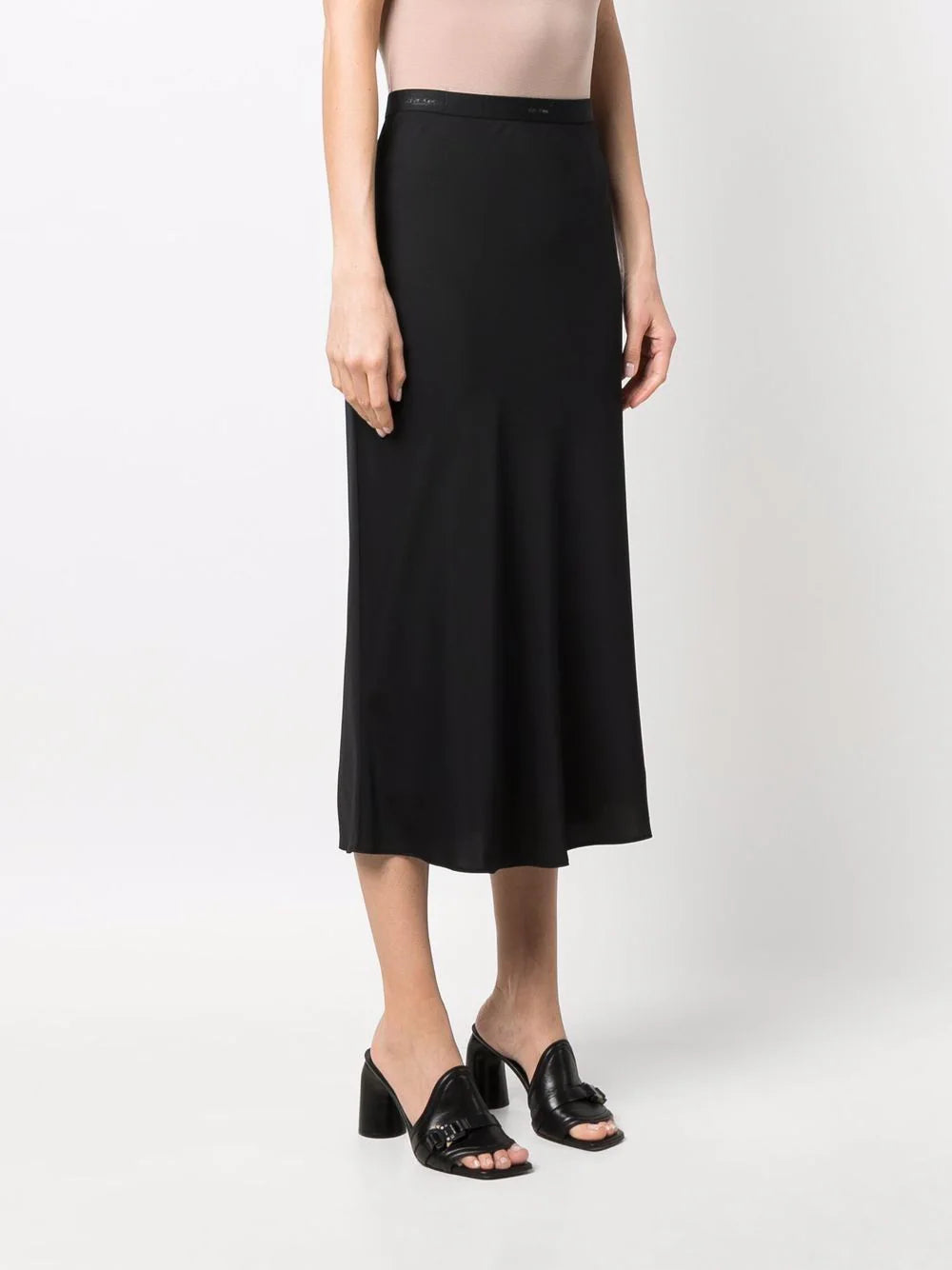 Logo-waistband midi skirt