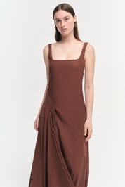 OLIVIA S/L DRAPED MIDI DRESS