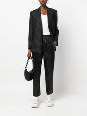 leather elastic-waist cropped trousers