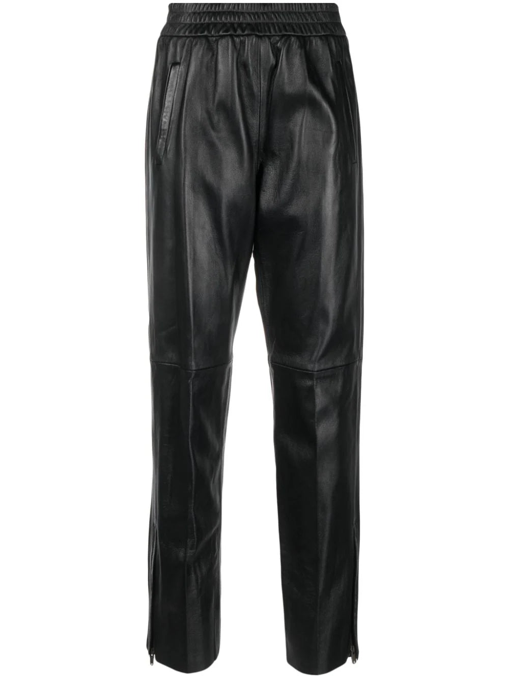 leather elastic-waist cropped trousers