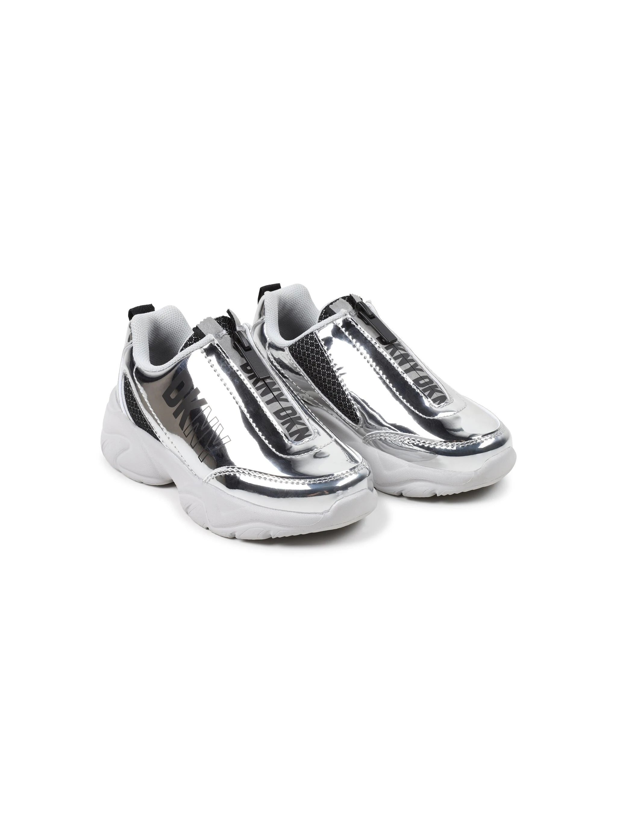 Dkny Kids logo-print panelled metallic sneakers