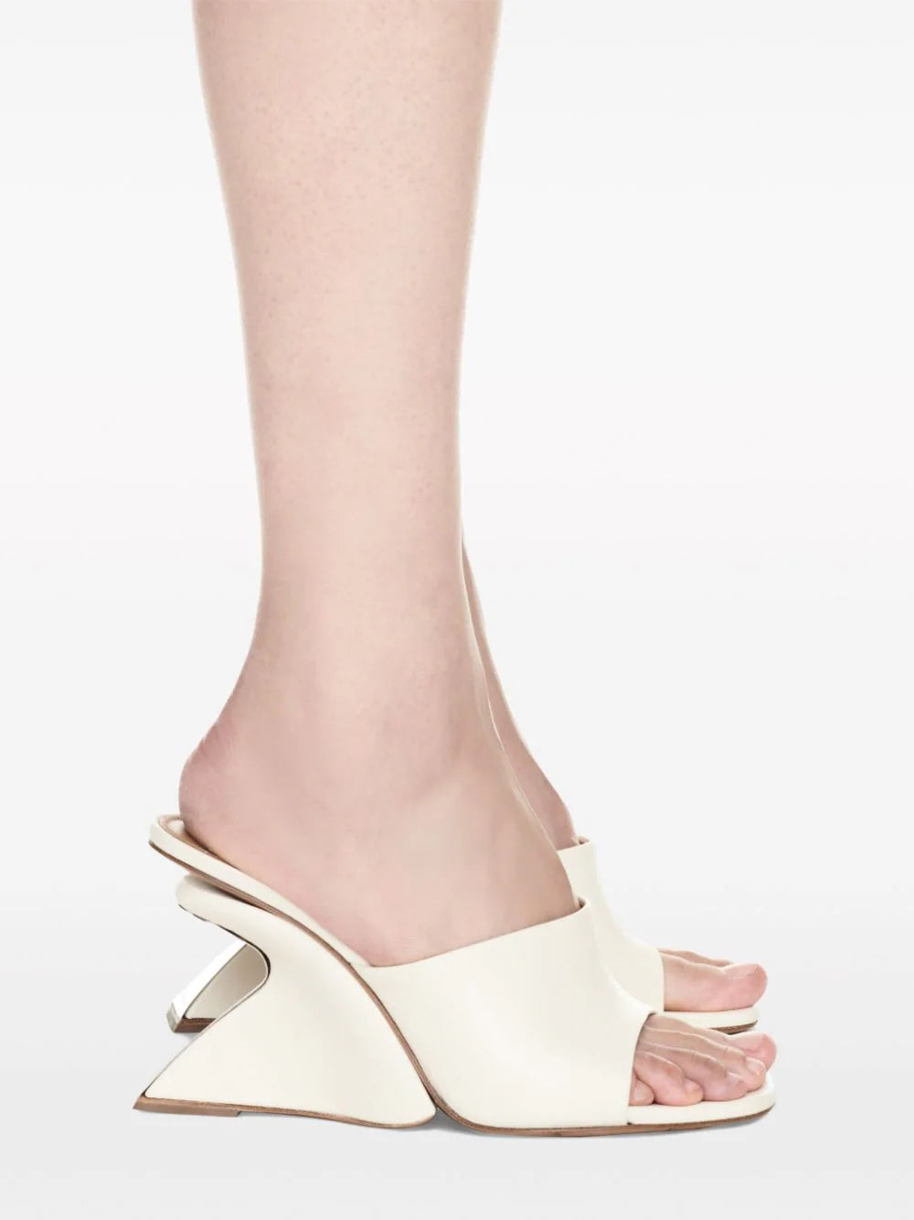 Jug wedge-heel leather mules