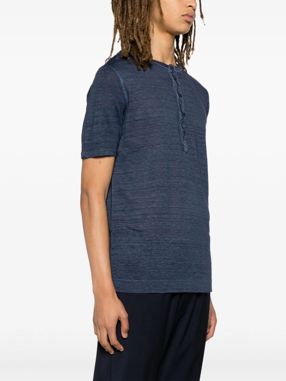 round-neck linen T-shirt