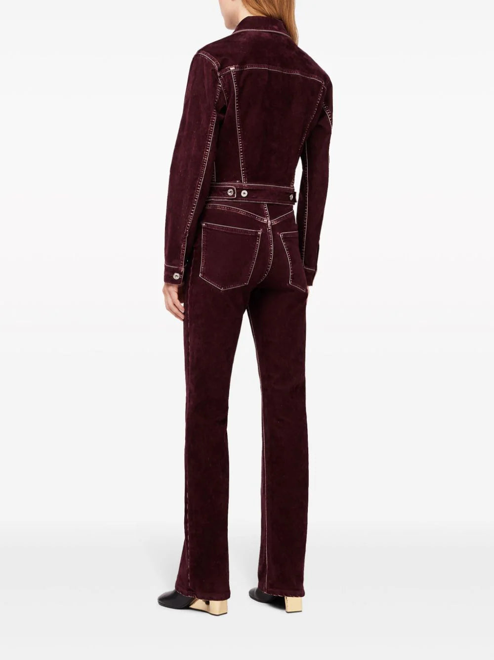 high-waist straight-leg velvet trousers