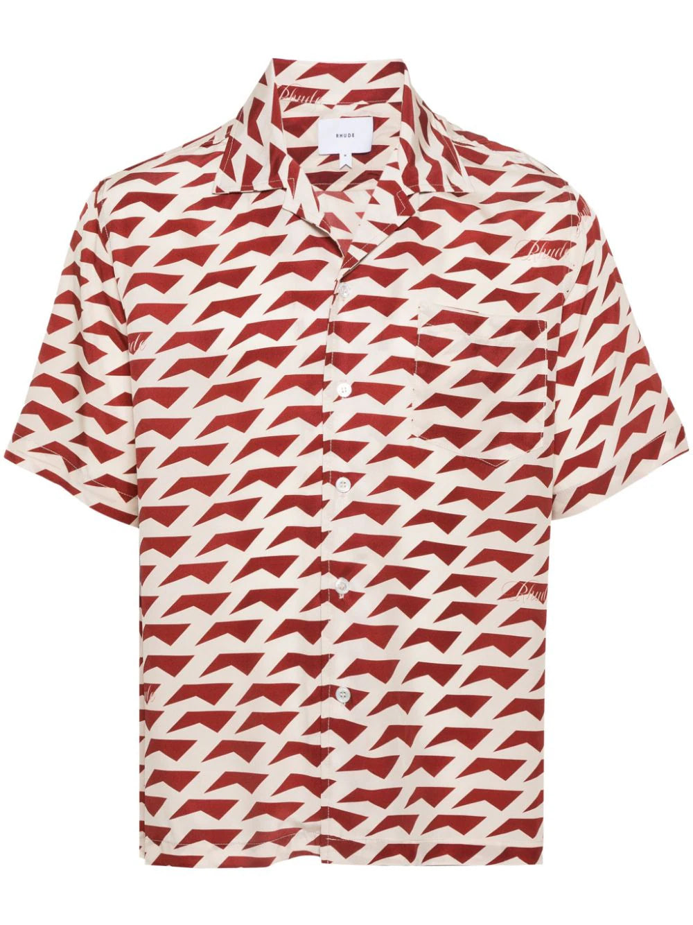 Geometric-pattern silk shirt