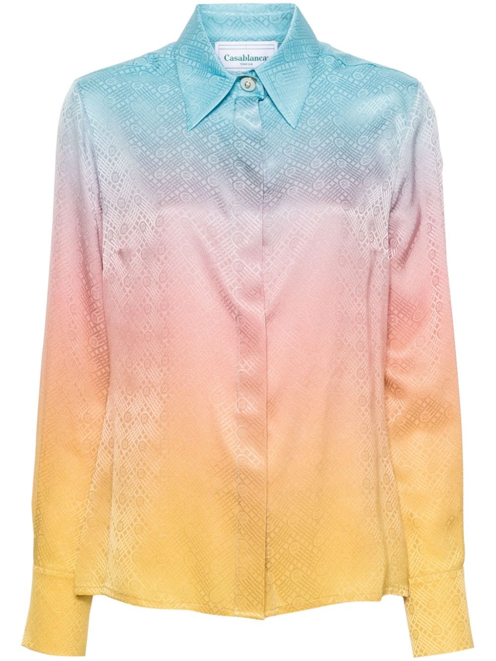 PASTEL GRADIENT PRINTED LONG SLEEVE SILK SHIRT