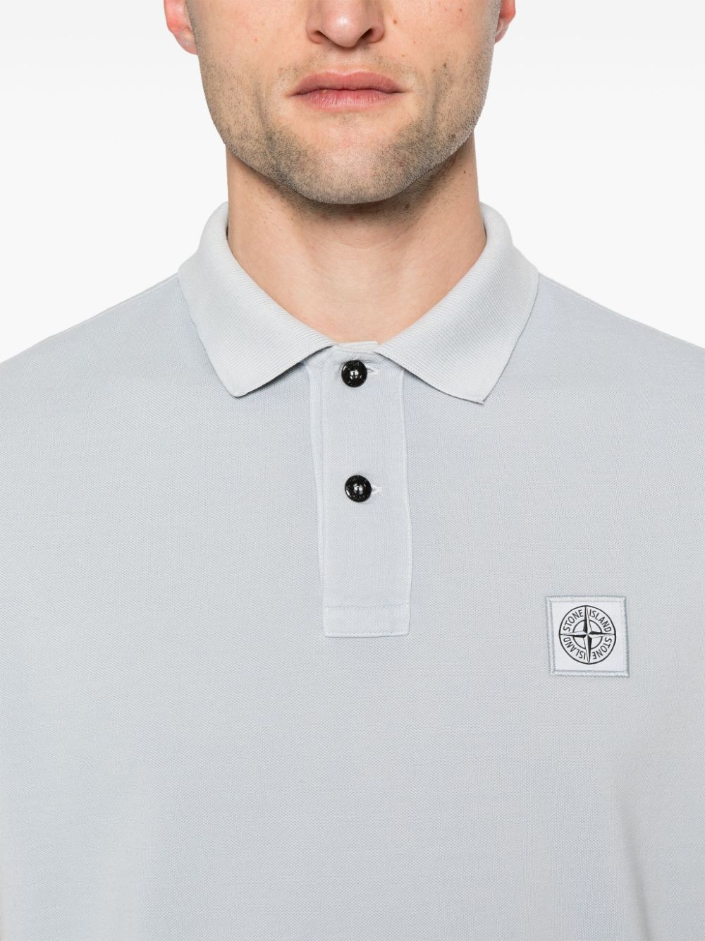 Compass-appliqué cotton polo shirt