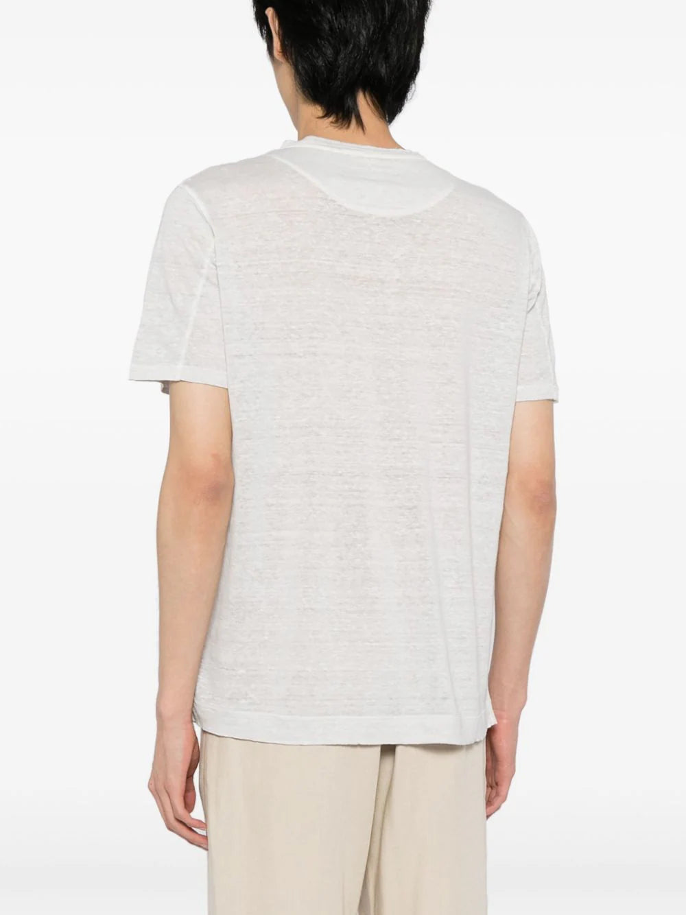 button-placket linen T-shirt