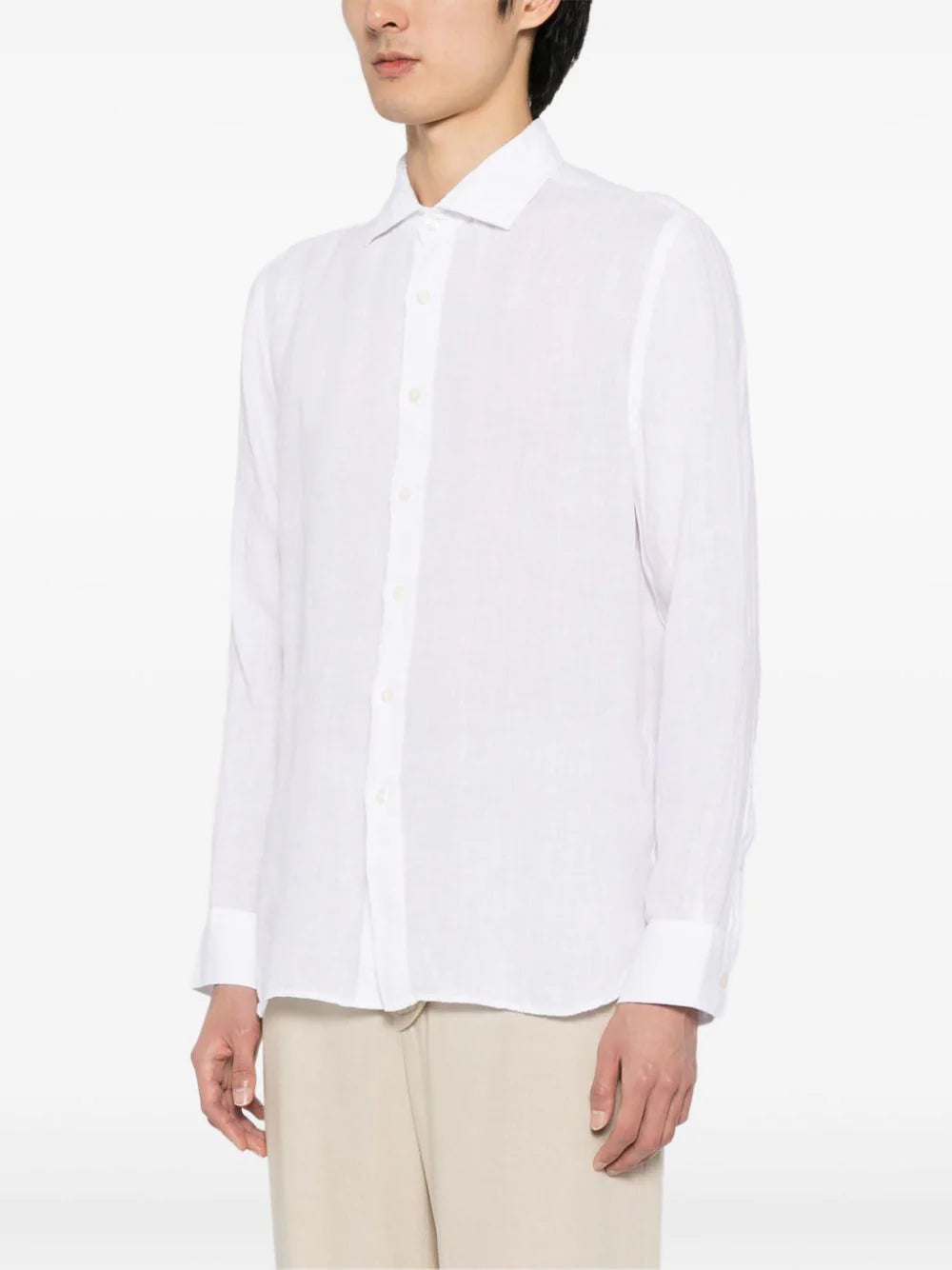 long-sleeved linen shirt