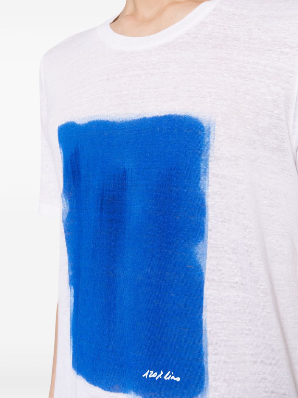 paint-print linen T-shirt