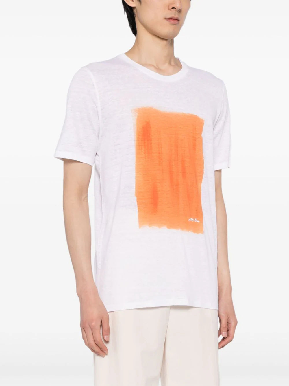 paint-print linen T-shirt