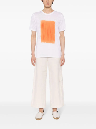 paint-print linen T-shirt