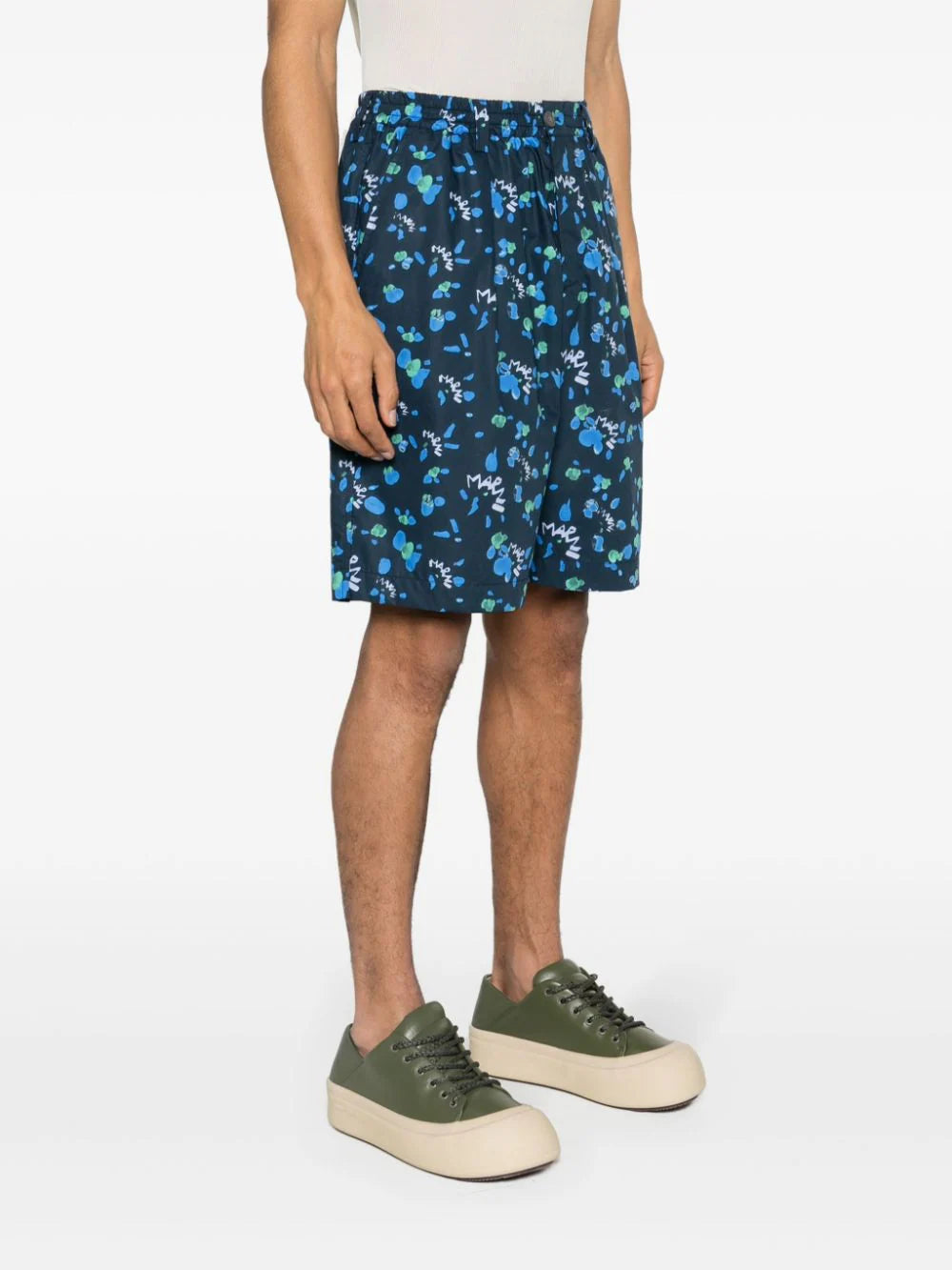 Dripping abstract-print deck shorts