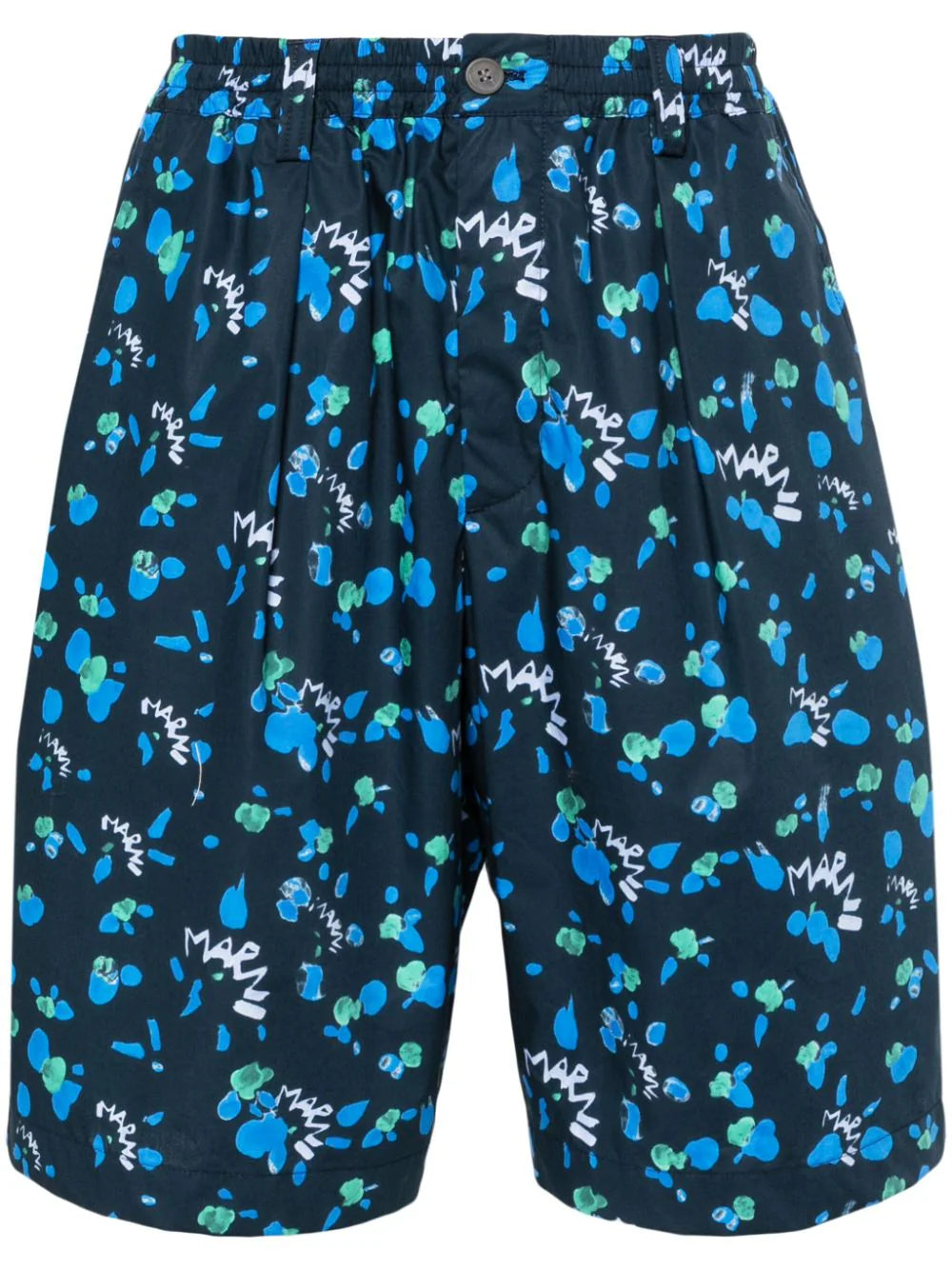 Dripping abstract-print deck shorts