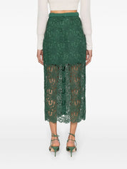 GREEN GUIPURE LACE MIDI SKIRT