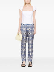 graphic-print elasticated-waist silk trousers