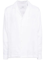 spread-collar flax shirt