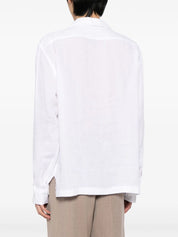 spread-collar flax shirt