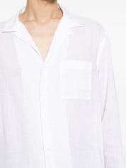 spread-collar flax shirt