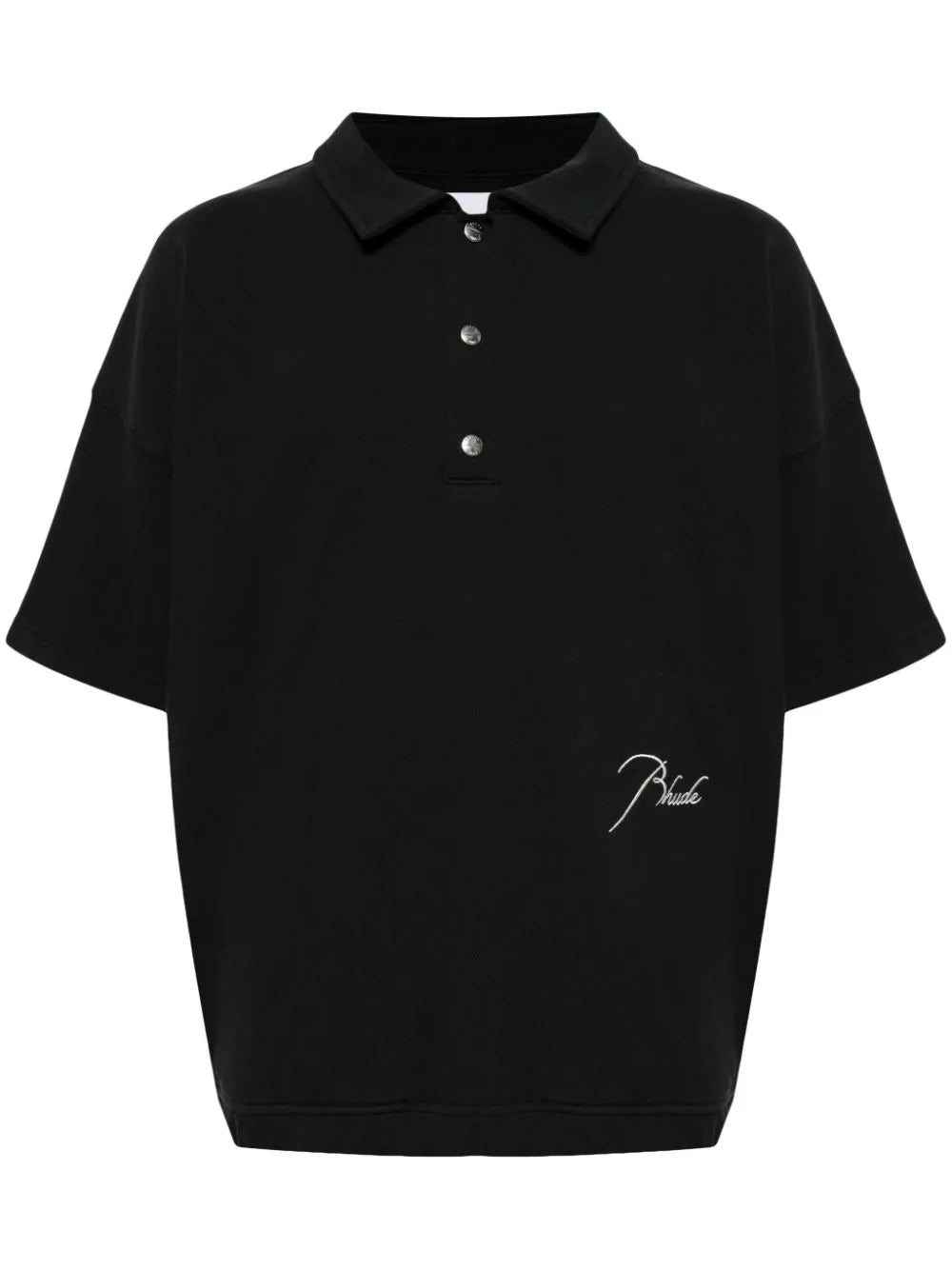 RHUDE PIQUE SNAP SHORT SLEEVE BLACK