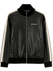 LEATHER EFFECT TRACK JACKET  BLACK OFF W