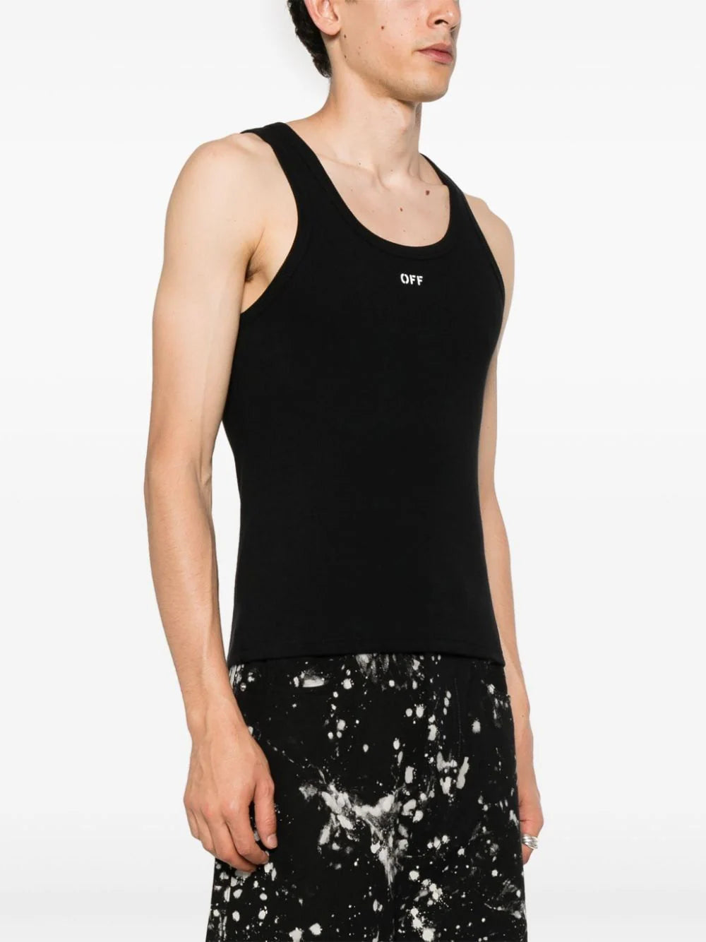 OFF STAMP RIB TANKTOP WHITE - BLACK