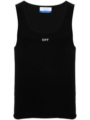 OFF STAMP RIB TANKTOP WHITE - BLACK