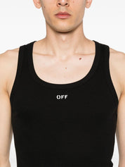 OFF STAMP RIB TANKTOP WHITE - BLACK