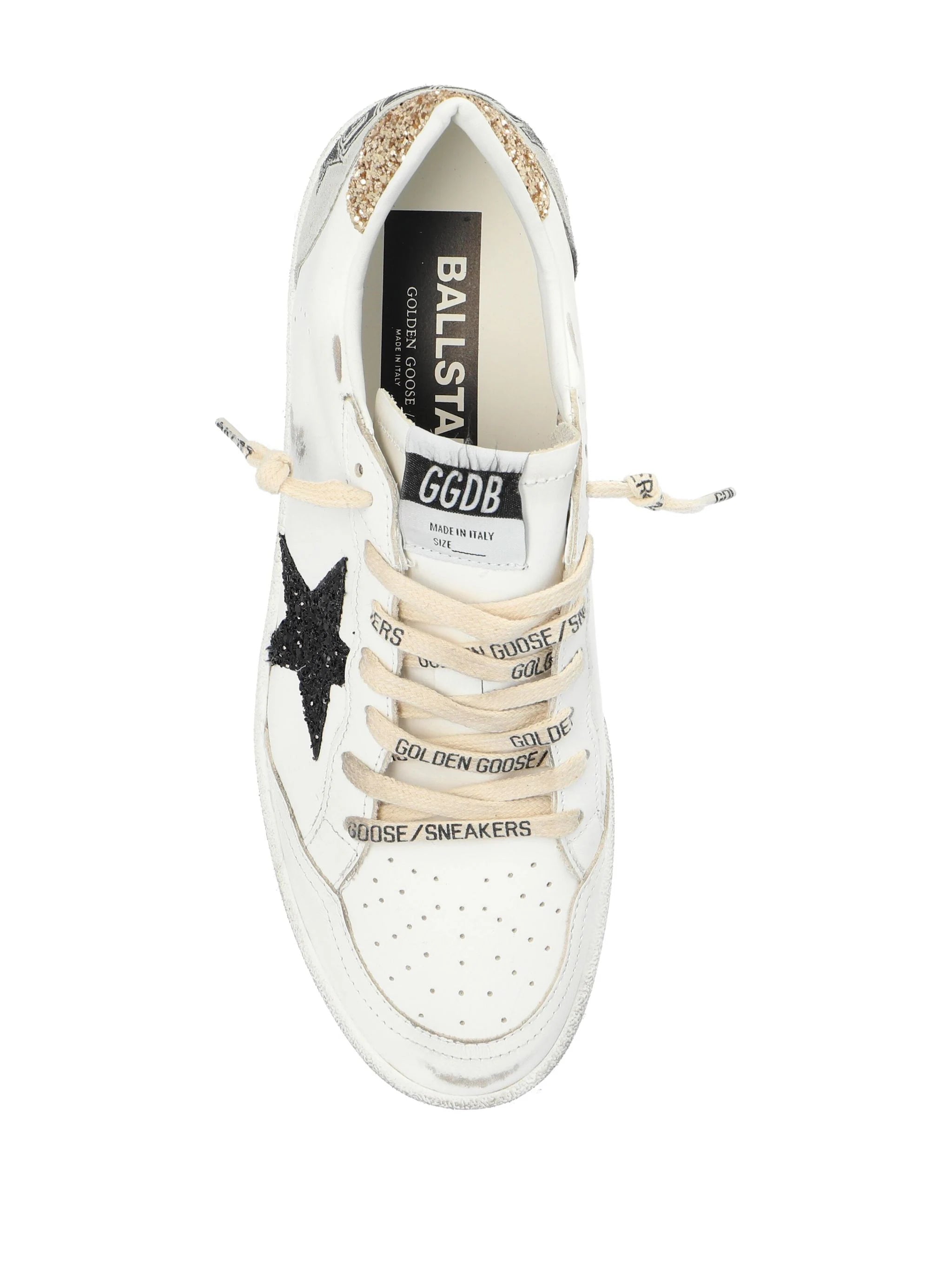 BALLSTAR LEATHER UPPER AND TOE GLITTER STAR AND HEEL SUEDE SPUR