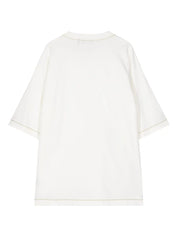 Contrast-stitching cotton T-shirt