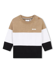 BOSS Kidswear logo-embroidered colourblock jumper