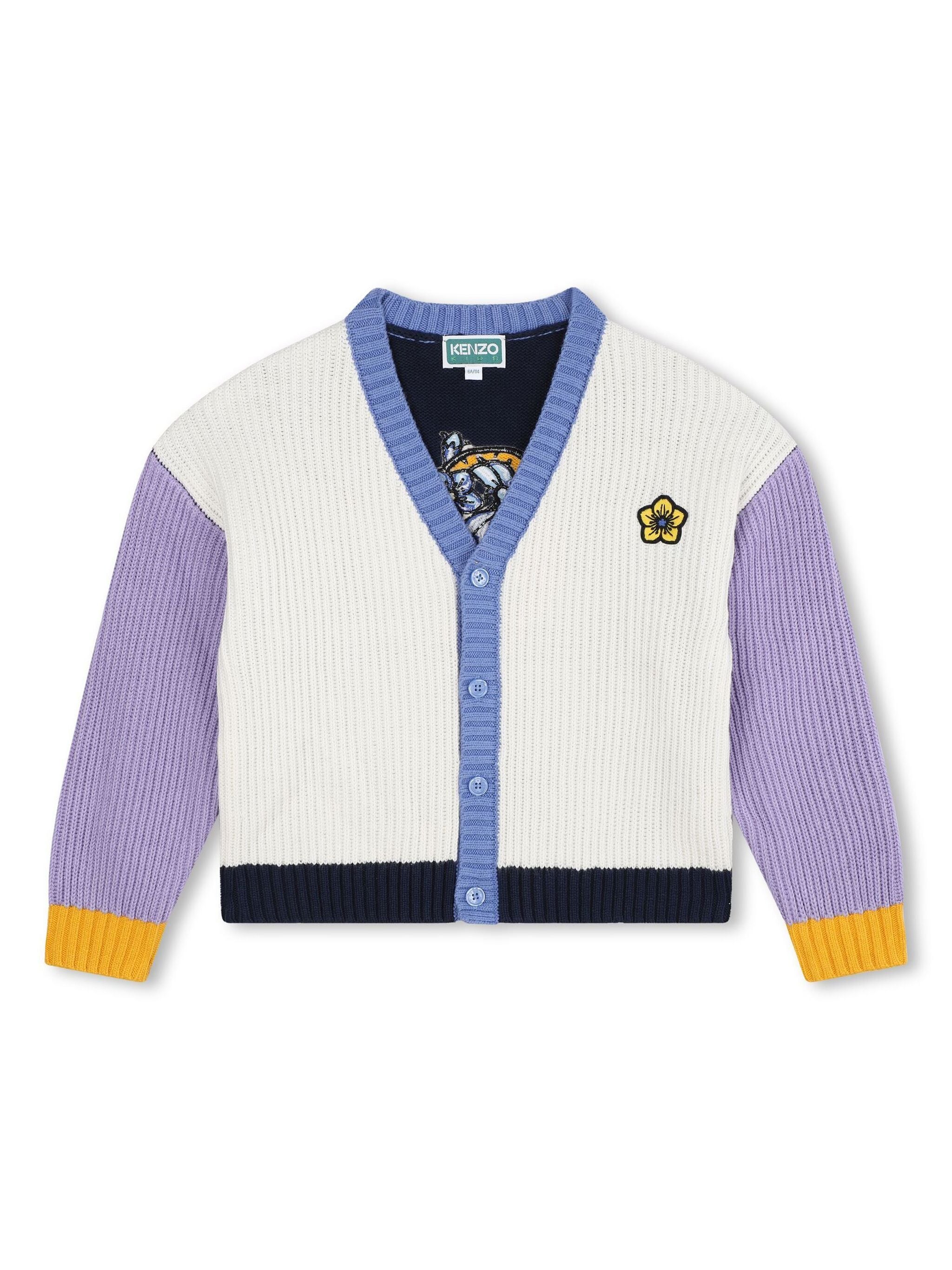 Kenzo Kids colour-block ribbed V-neck cardigan