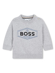 BOSS Kidswear intarsia-logo cotton jumper