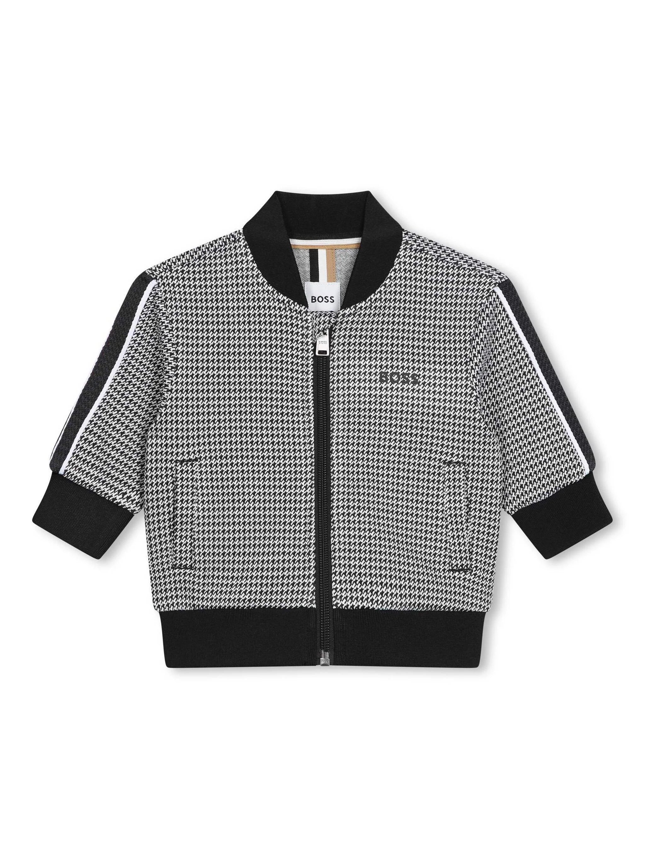 BOSS Kidswear logo-print houndstooth jacket