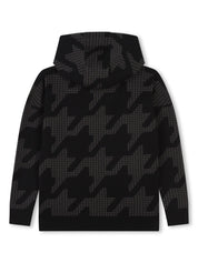 BOSS Kidswear houndstooth-print cotton hoodie