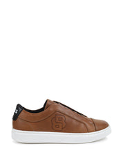 BOSS Kidswear Double B-embossed leather sneakers