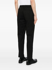 elasticated-waistband straight-leg trousers