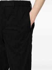 elasticated-waistband straight-leg trousers