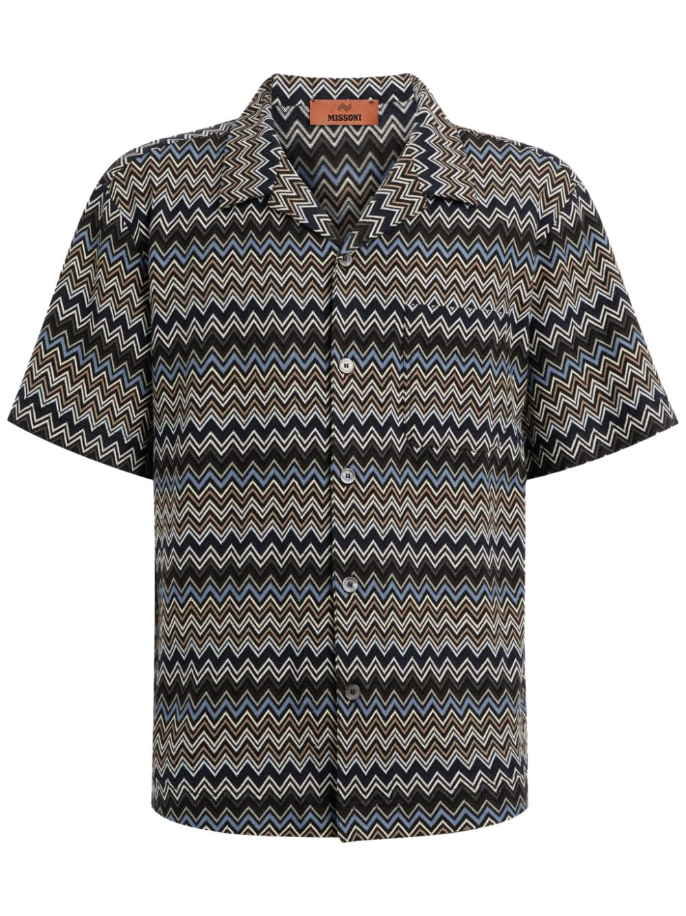 Bowling-cut shirt in zig zag cotton