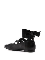 THEKLA BLACK LEATHER BALLET FLATS