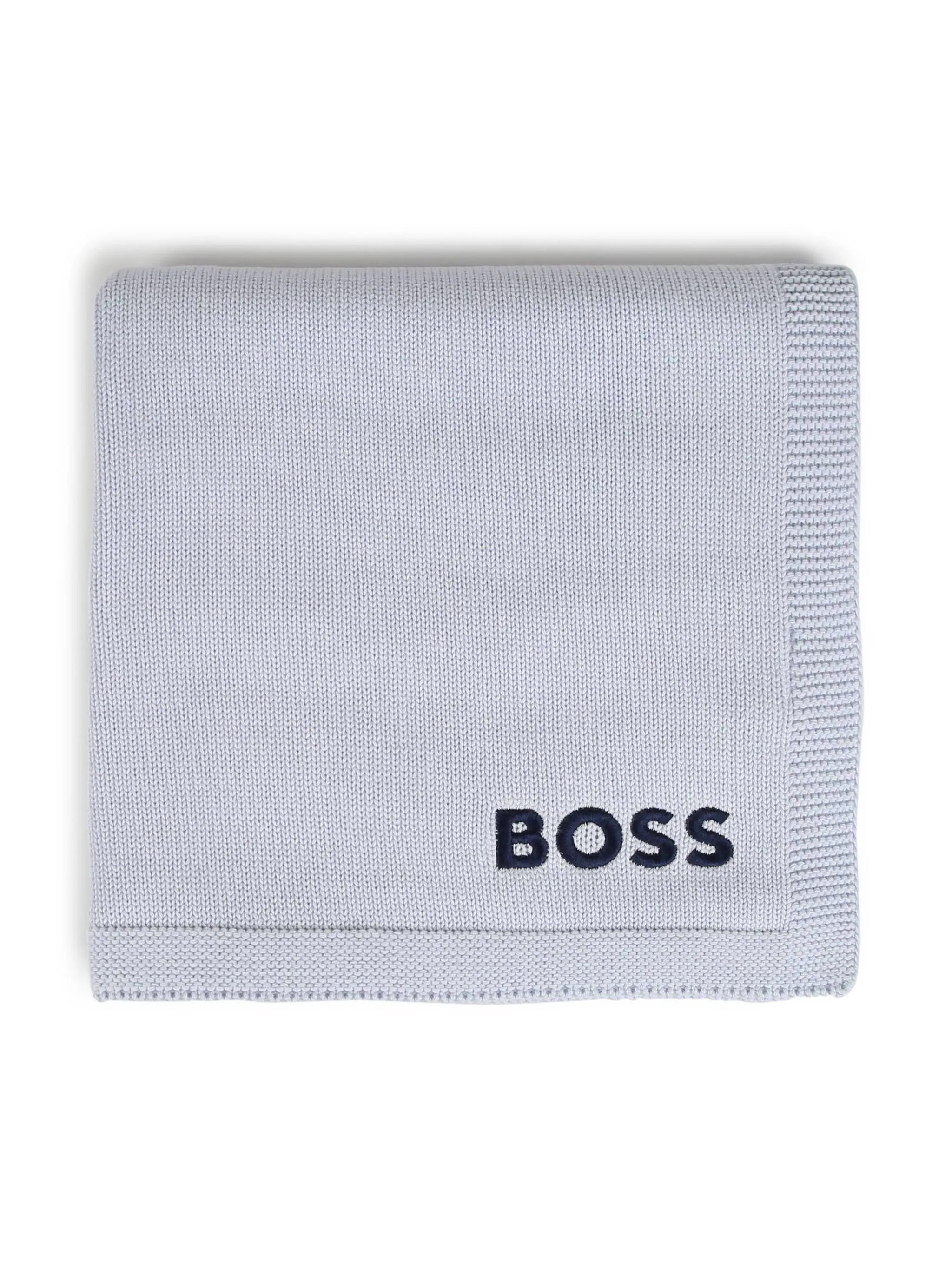 BOSS Kidswear logo-embroidered knitted blanket